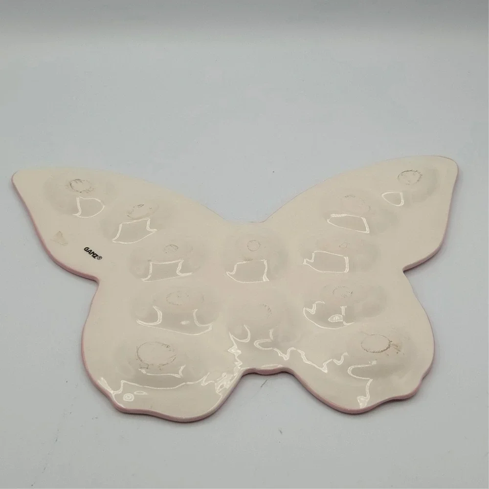 Vintage Ganz PRETTY PASTEL PINK Butterfly Shaped Deviled Egg Platter Easter Eggs